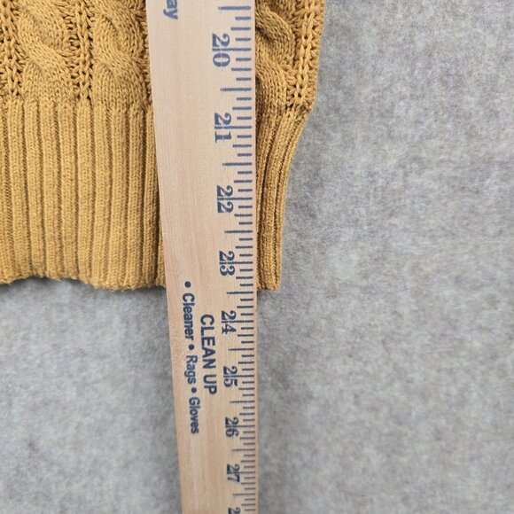 Arizona Jean Co. Womens Mustard Cable Knit V-Neck Sweater Size S Cotton Blend - Picture 6 of 7